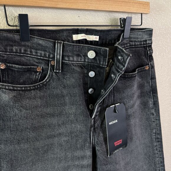 NWT Levi’s Premium Wedgie Icon Jeans Womens 29 High Rise Tapered Leg Black Denim - Picture 4 of 14